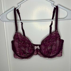 Victoria's Secret Unlined Purple Lace Demi Bra 32D